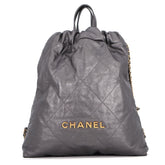 Chanel Backpack, 22 Large, Shiny Calf Leather AS3313, CHANEL Handbag, Women's — Like New