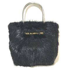 Balenciaga cable bag fur tote Hand Bag Black — Like New