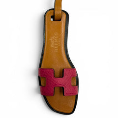 HERMES Oran Nano Charm, Veau Epsom Leather, Butler, Natural Sable, Black/Framboise, Bag Made in France, Women's — Like New