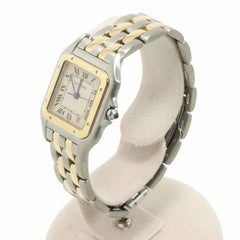 Cartier Panthère MM 2-Row 83083242 Date Two-Tone Boys' Watch Ivory YG Yellow Gold Quartz — Very Good