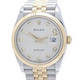 ROLEX Datejust 36 10P Diamond Silver Engraved Computer 126233G Men's Watch 18K Yellow Gold x Stainless Steel 40370 — Very Good