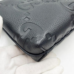 GUCCI Jumbo GG Shoulder Bag 761747 Black Leather Men's and Women's — New - Store Return