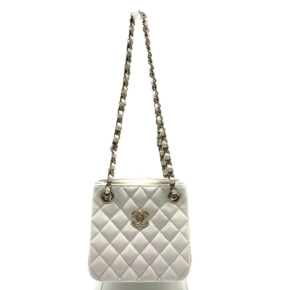 Chanel Matelassé Mini Bucket Chain Shoulder Bag, White, Women's, AS3176 — New - Store Return