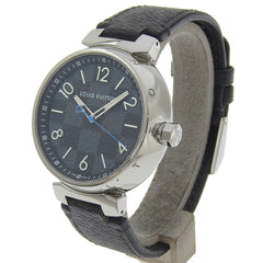 Louis Vuitton Tambour GM Watch QA073 Stainless Steel x Monogram Eclipse Canvas Quartz Analog Display Black Dial Men's — Good