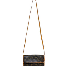 LOUIS VUITTON Louis Vuitton Pochette Twin PM Monogram Shoulder Bag M51854 Brown Women's — Like New