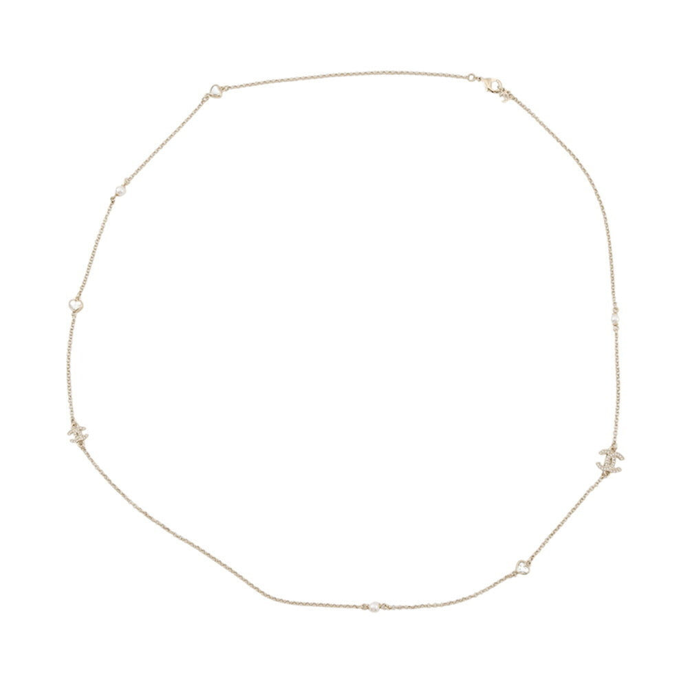 Chanel necklace, Coco Mark, faux pearl, CHANEL long Chanel, NECKLACE — Like New