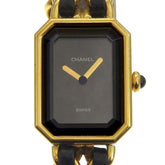 Chanel Premiere S Watch H0001 Gold Plated x Leather Black Quartz Analog Dial Ladies — Good