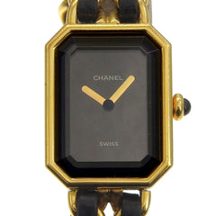 Chanel Premiere S Watch H0001 Gold Plated x Leather Black Quartz Analog Dial Ladies — Good