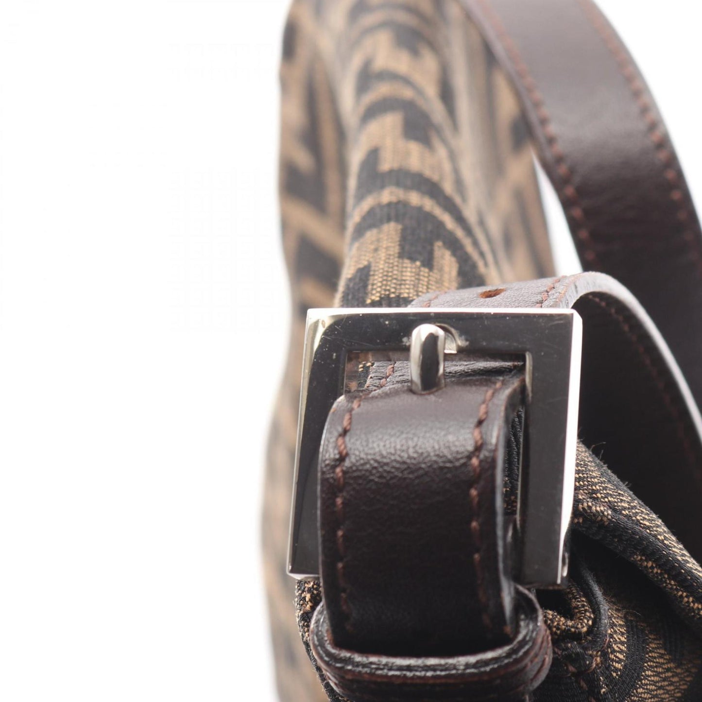 Fendi Mamma Bucket Shoulder Bag, Canvas and Leather, Women's, Brown Black