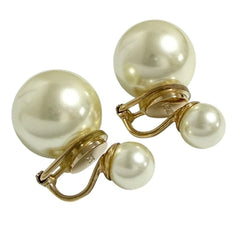 Christian Dior Dior Women's Tribal Clip Earrings, Faux Pearl — Like New