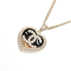 CHANEL C23B Coco Mark Heart Rhinestone Necklace Gold WS25122 — Like New