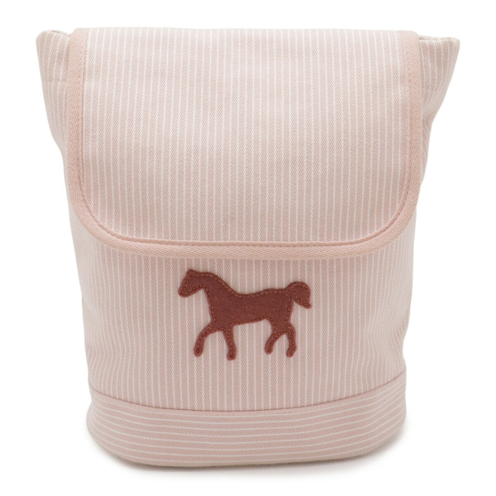 HERMES Caval Color Backpack Rucksack for Kids - Horse Stripe Cotton Pink & White — Like New