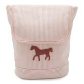 HERMES Caval Color Backpack Rucksack for Kids - Horse Stripe Cotton Pink & White — Like New