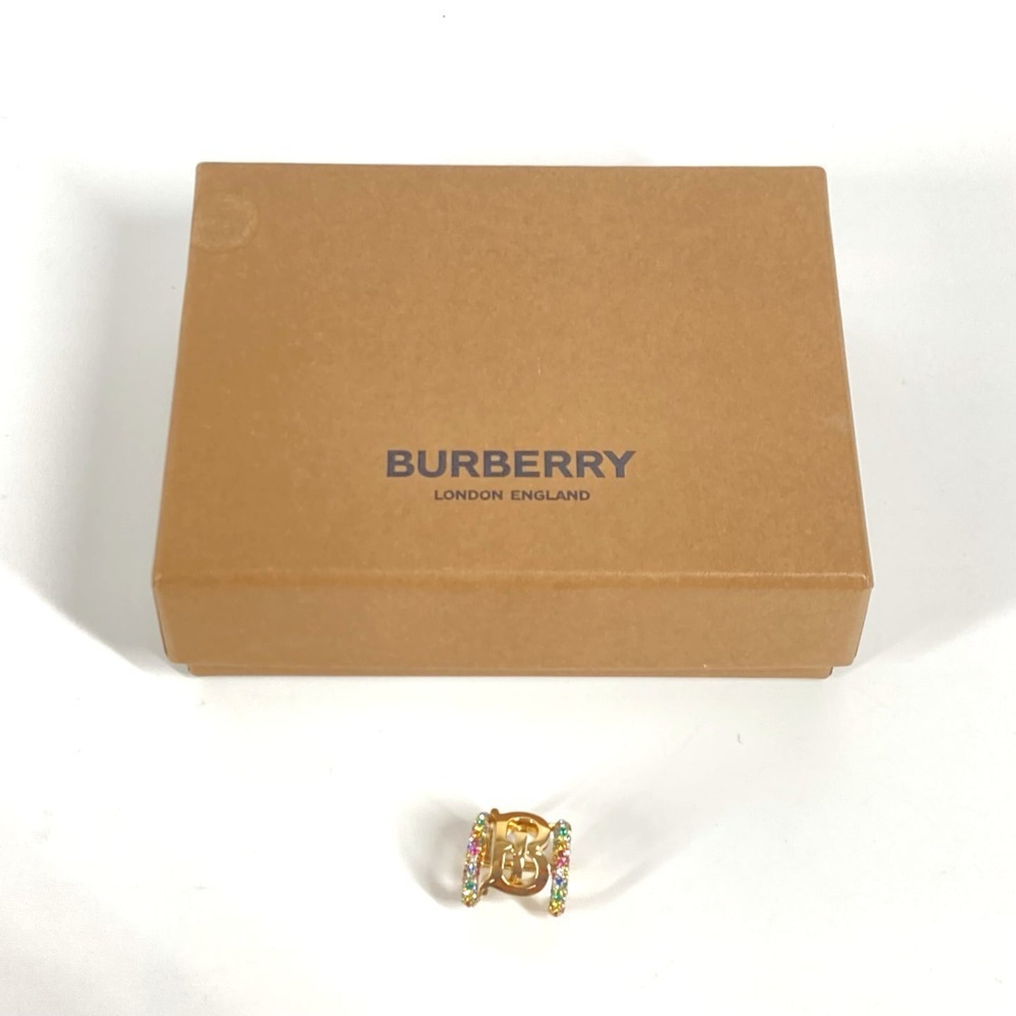 BURBERRY Burberry Logo Rhinestone Ear Cuff Accessory TB Rainbow Earrings Metal Men Women Gold