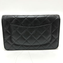 CHANEL AP0250 Matelasse Coco Mark Classic Chain Wallet Shoulder Bag Caviar Skin Women's Black — New - Store Return