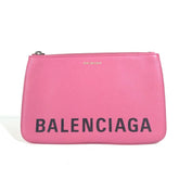 Balenciaga 545773 logo pouch bag Clutch bag pink Black — Like New
