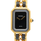 Chanel CHANEL Première M Wristwatch, Gold Plated (GP), Leather Strap, Women's, Black, H0001 — Very Good