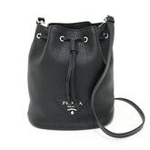 PRADA Prada Leather Shoulder Bag Black 1BE060 Bucket Unused — New - Store Return