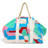 HERMES Cabas Drapeaux au vent Cotton Canvas Large Tote Bag Beach Multi-color Made in France Women's — Like New