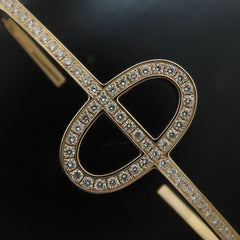 HERMES Chaine d'Ancre Contour Bangle with 0.84ct Diamonds in 18KPG, Women's, 294639 — Like New