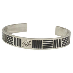 LOUIS VUITTON Louis Vuitton Jonc Damier Colors Cuff Bangle Bracelet M62492 Silver Color Men's — Like New