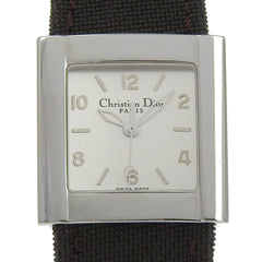 Christian Dior Riva Watch D80-100, Stainless Steel and Canvas, Quartz Movement, Analog Display, Silver Dial, Women's — Good