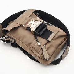 FENDI Zucca Fendines Nylon Shoulder Bag 7VZ068, 2-way shoulder bag, beige, for women — Like New