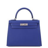 Hermes Kelly 28 Handbag, Sellier Stitching, Blue Electric Matte Epsom Leather, B Stamp, 2-way Shoulder Bag. Kelly, Women's Handbag — Like New