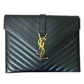 Yves Saint Laurent SAINT LAURENT PARIS BO MONOGRAMME Cassandra V-Stitch Chain Shoulder Bag in Black for Women — Like New