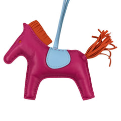 HERMES Rodeo MM Leather Accessory Bag Charm, Agneau Milo Purple Light Blue, Women's — Like New