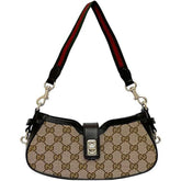 Gucci Moonside Shoulder Bag f-24565 Beige Brown GG Canvas Sherry 786015 Unused Leather 525040 GUCCI Women's — Like New