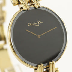 Christian Dior Bakira Watch 47 154-2 Gold Plated Quartz Analog Display Black Dial Men's — Good