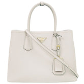 Prada 2-Way Saffiano Triangle 1BG775 Leather Ivory Handbag 0936PRADA — Like New