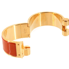 Hermes Charniere GM Bracelet Bangle Gold Rouge Vif — Like New