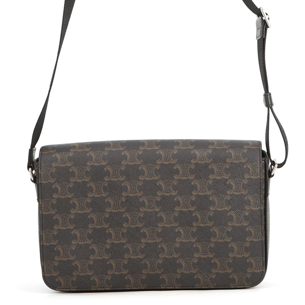 Celine Triomphe Flap Shoulder Bag, Leather, 111592ETH, Black, Handbag — Like New