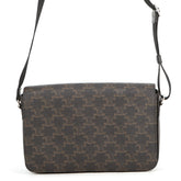 Celine Triomphe Flap Shoulder Bag, Leather, 111592ETH, Black, Handbag — Like New