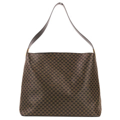 CELINE Vintage Macadam Pattern One-Shoulder Bag, Brown & Black, Women's — Like New