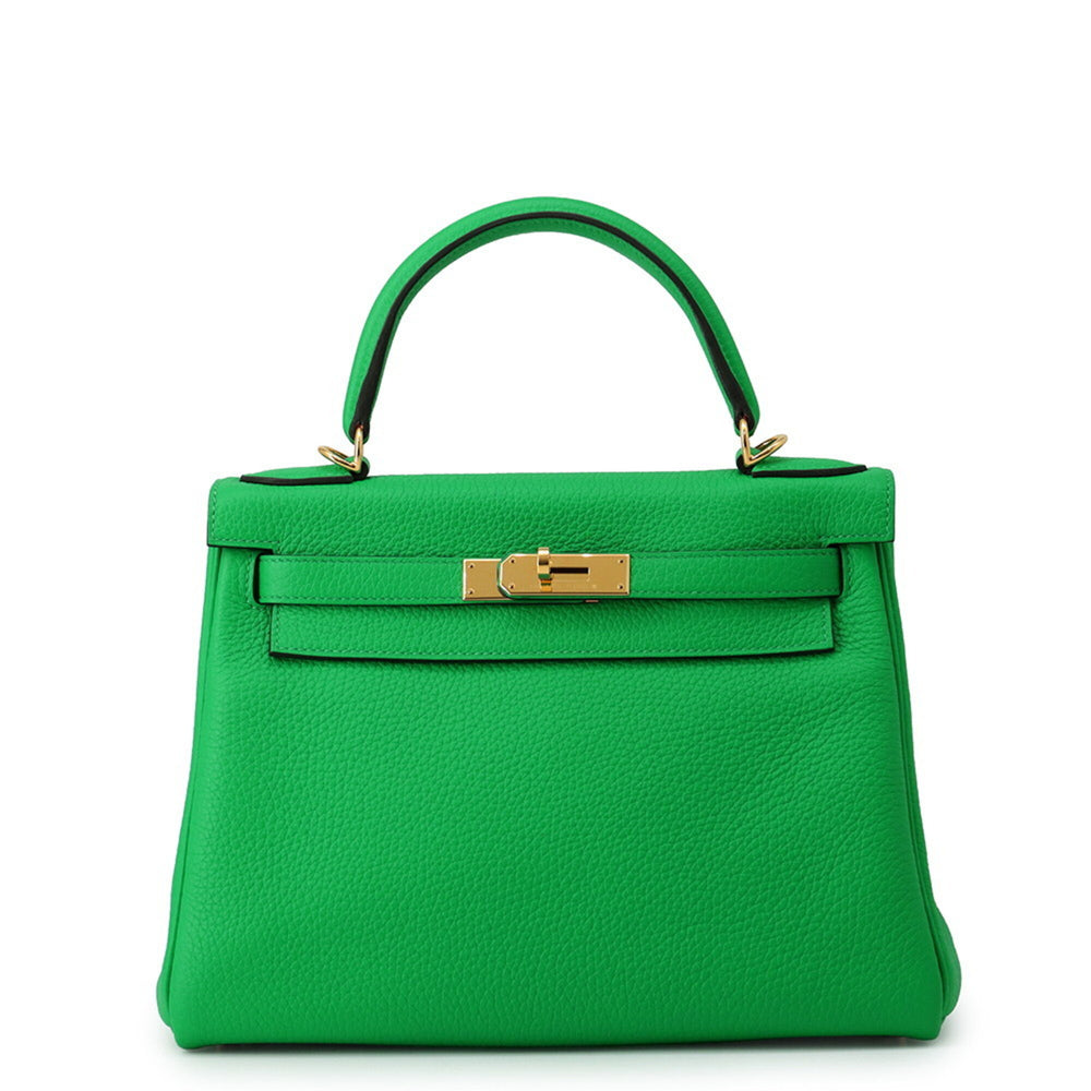 Hermes Kelly 28 Handbag, Inside Stitching, Bamboo, Togo Leather, U Stamp, HERMES 2-way Bag, Kelly, Women's — Like New