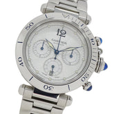 Cartier Pasha Chronograph Automatic Watch for Men, Stainless Steel (SS) W31030H3, Silver, with Open Caseback — Good