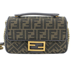 FENDI Zucca Baguette Chain Medium Shoulder Bag, Nylon Jacquard x Leather, Women's, 8BR793 AKBZ F1EM3 KM3158 — New - Store Return
