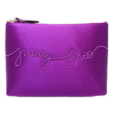 JIMMY CHOO Raina Pouch Bag, Logo, Satin, Purple, Women's, 182030 — Like New