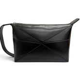 LOEWE C510WBPX01 PUZZLE FOLD Shiny Napa Calf Wash Bag Clutch Black Men's — Like New