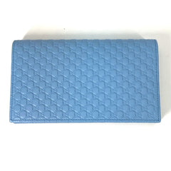 Gucci 466507 Micro Guccissima Bifold Long Wallet Crossbody Bag 3WAY Shoulder Bag blue — Like New
