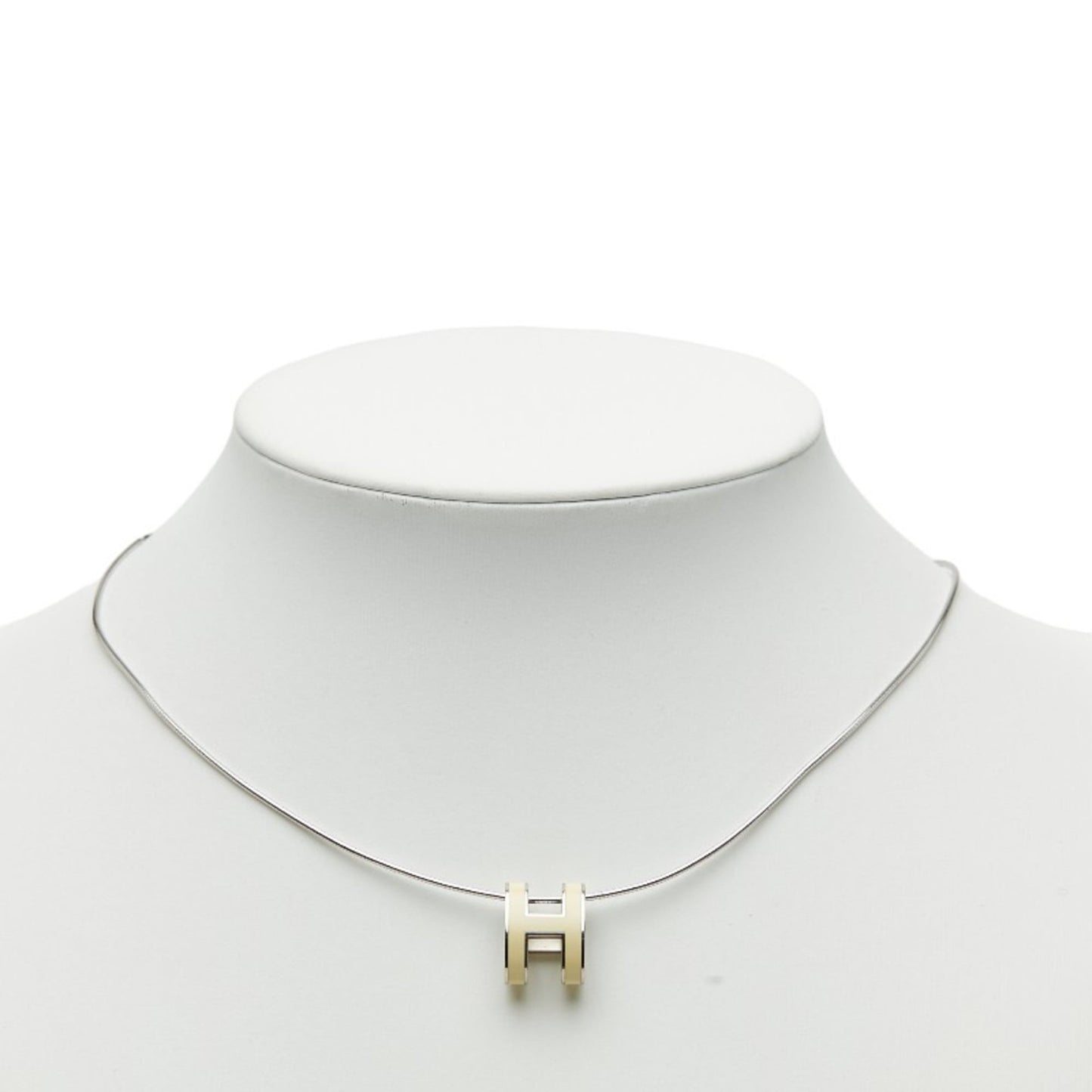 Hermes Hermès Pop Ash H Necklace, Silver Beige, SV925, Women's