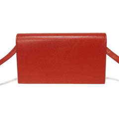 Salvatore Ferragamo Shoulder Bag Double Gancini Mini Chain Calfskin 2-Way New Logo Red 218357 Women's — Like New