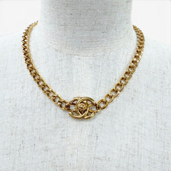 CHANEL Vintage 96A Coco Mark Turnlock Necklace, Gold, Made in France, Women's, with Box — Like New