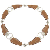 Like new Hermès Epure Equestre Vaubarenia/Fauve metal necklace with silver hardware and a W stamp (made in 2024). Brown choker necklace, item number 0415. This HERMES is for women — Like New