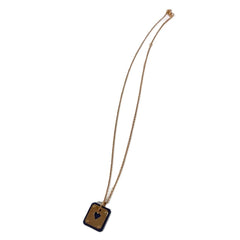 HERMES Heart Chain As de Coeur PM Pendant Necklace, Leather, Metal, Women's, Black — Like New