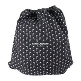Yves Saint Laurent SAINT LAURENT PARIS Saint-Laurent Paris Backpack Daypack 553919 HPQ4E 1070 Canvas Lambskin Black Drawstring Palm Tree Pattern — Like New