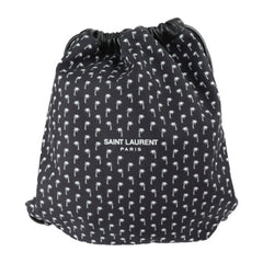 Yves Saint Laurent SAINT LAURENT PARIS Saint-Laurent Paris Backpack Daypack 553919 HPQ4E 1070 Canvas Lambskin Black Drawstring Palm Tree Pattern — Like New